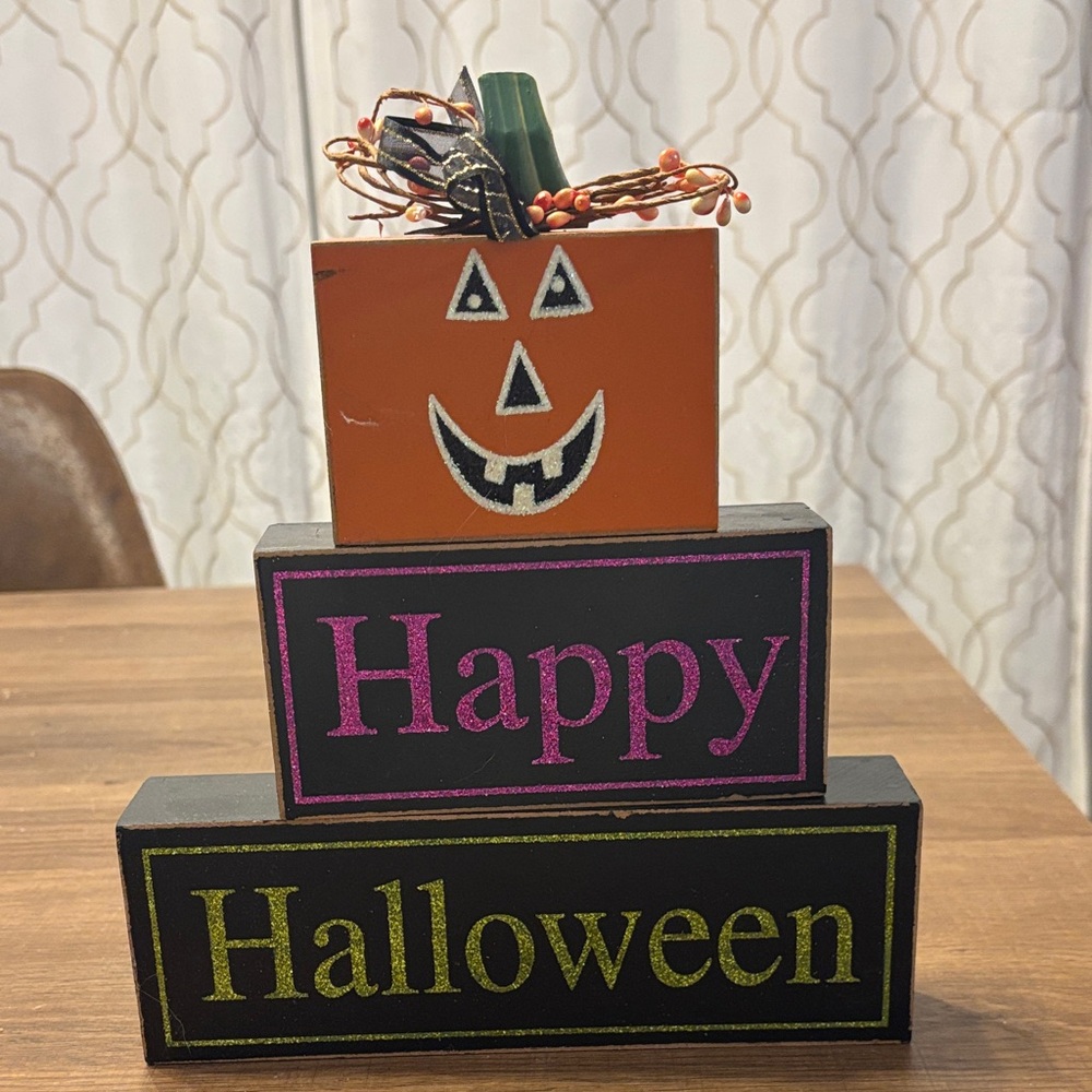 Halloween Pumpkin Block Decor